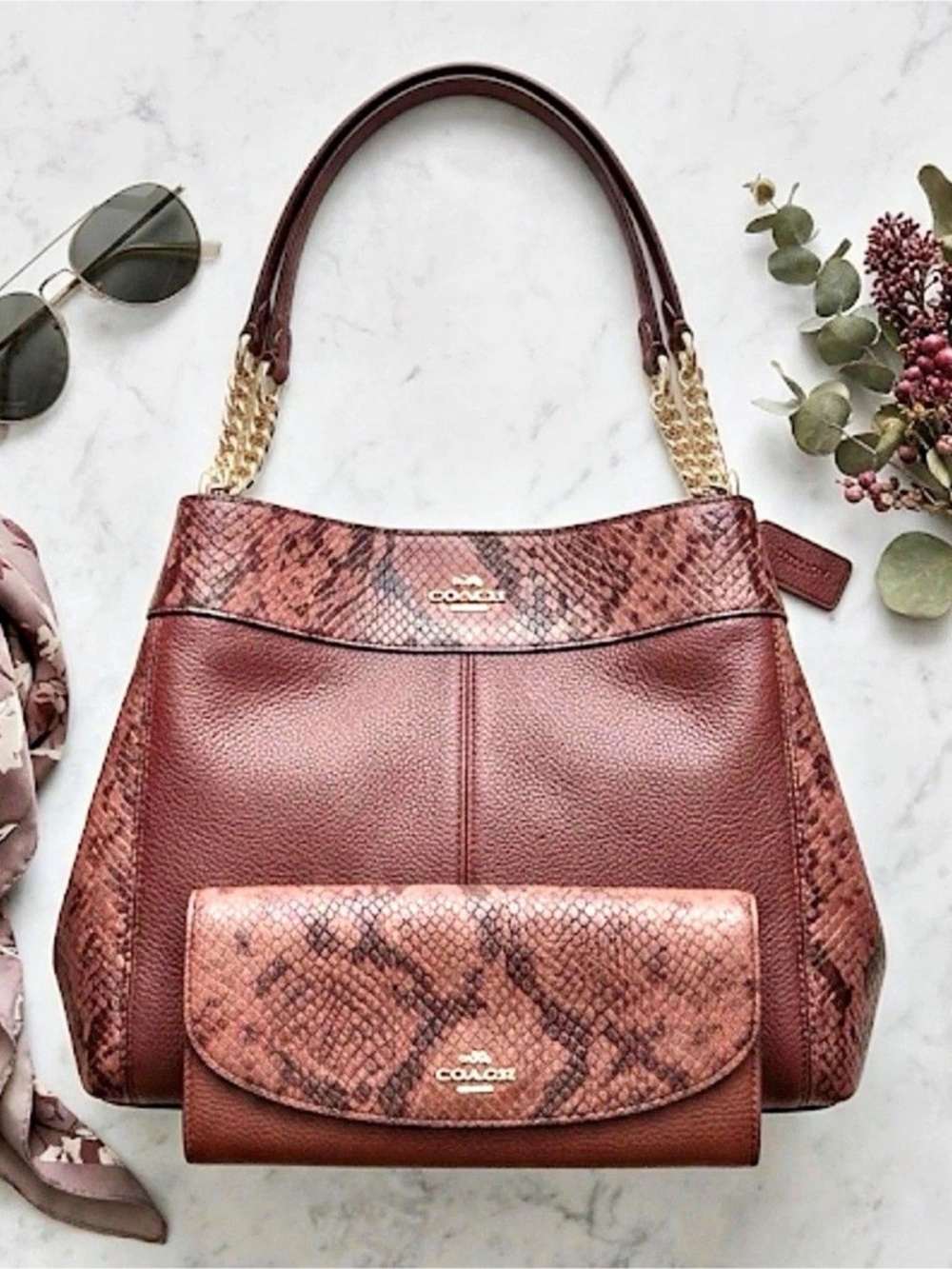 Coach Authentic Python-Print Shoulder Bag & Wallet